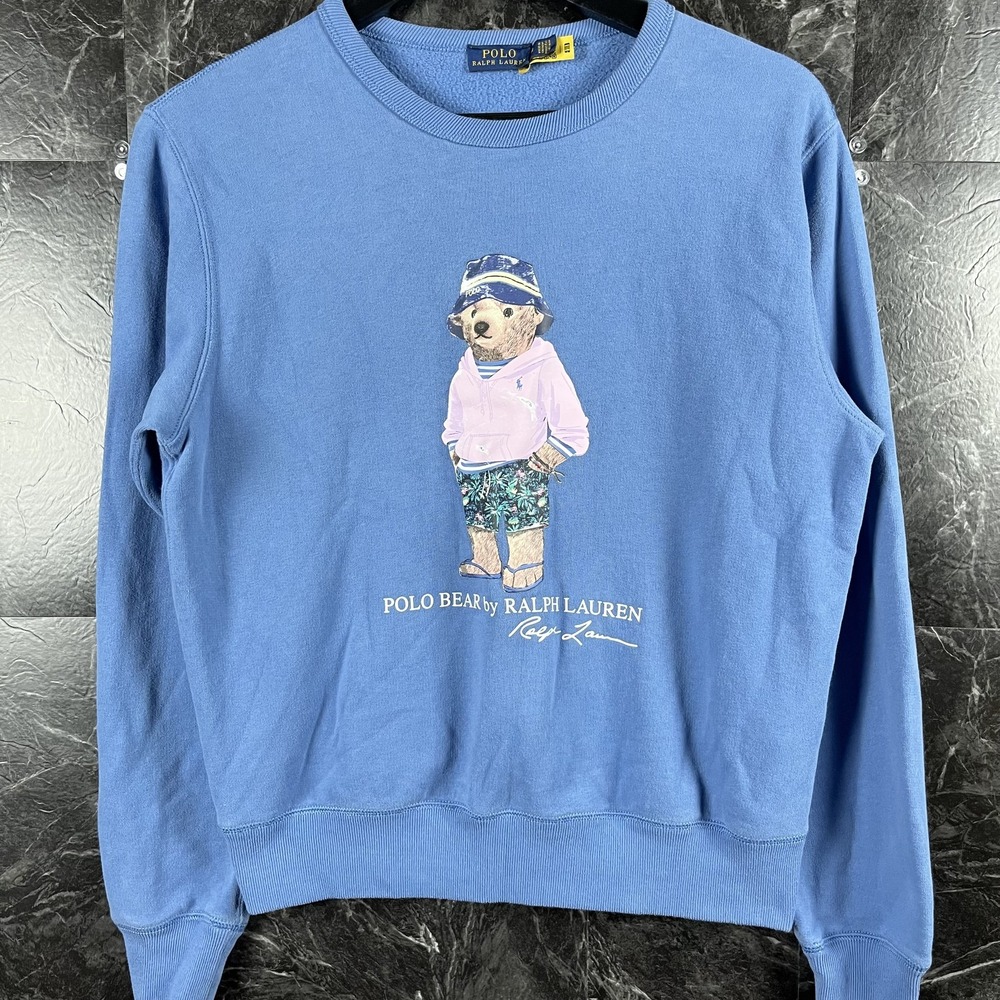 Polo Ralph Lauren Men's Blue Beach Polo Bear Sweatshirt Medium